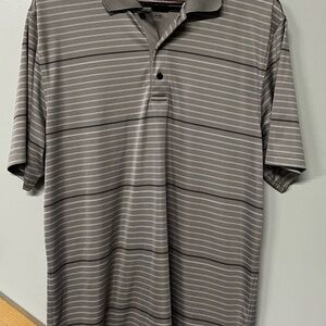 Greg Norman Collection Gray Striped Polo Shirt